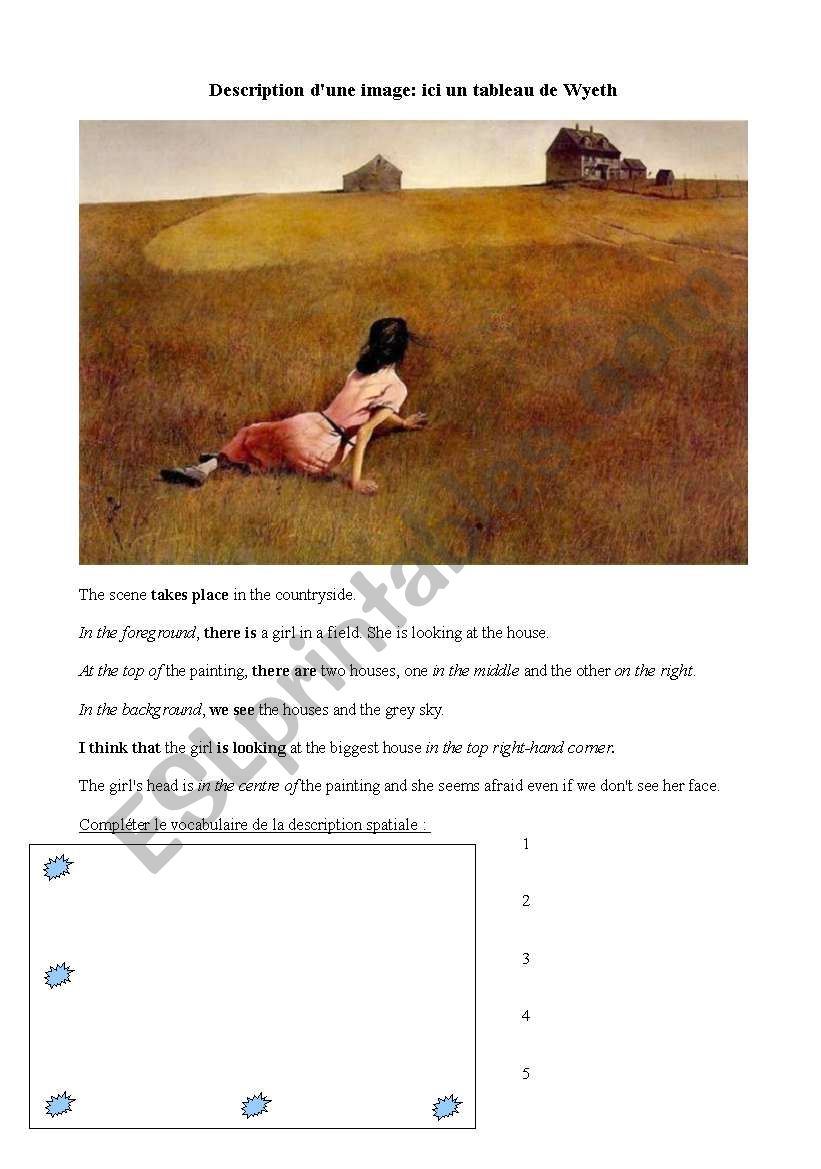 painting description worksheet