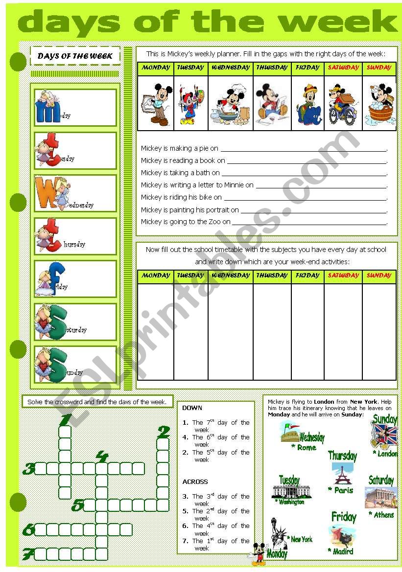 DAYS OF THE WEEK worksheet