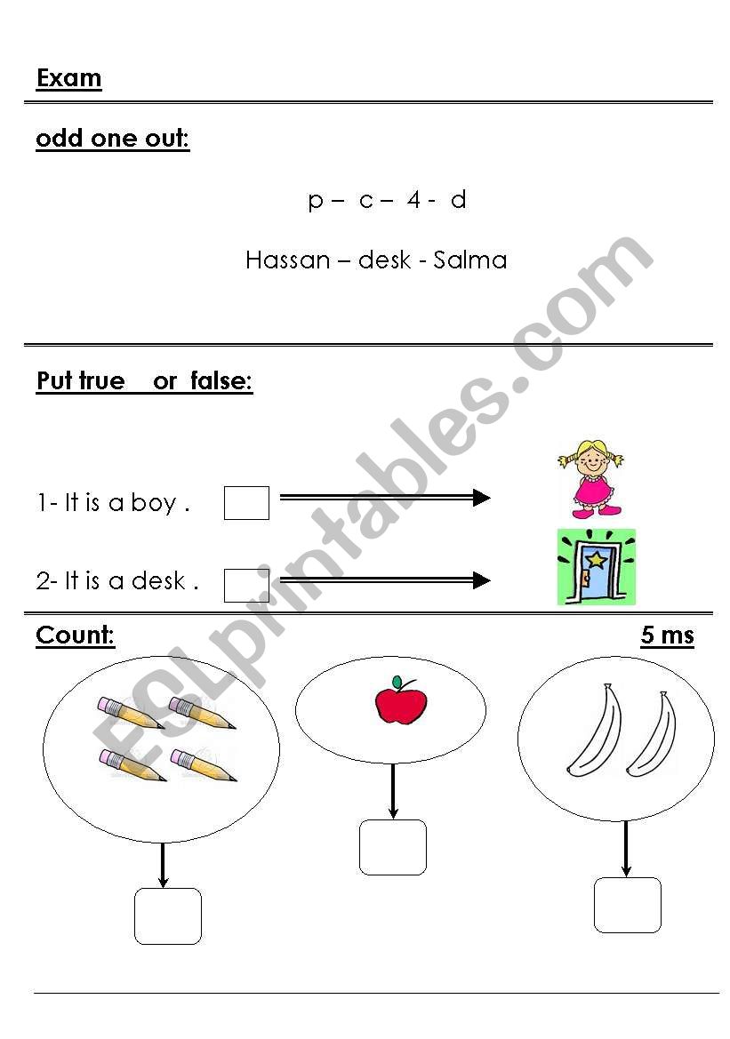 exam worksheet