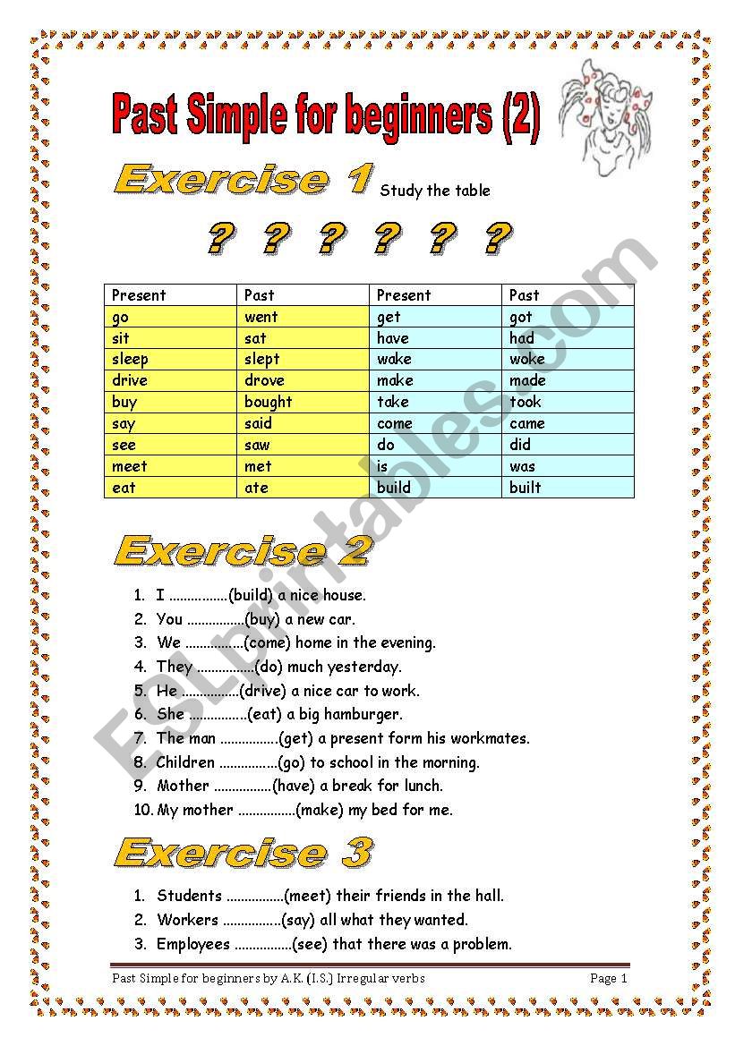 2 pages/36 sentences to practice Past Simple