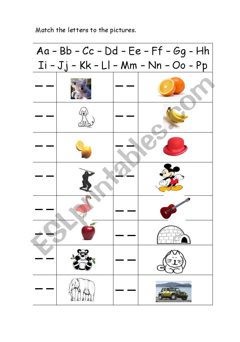 A-P Letters Review worksheet