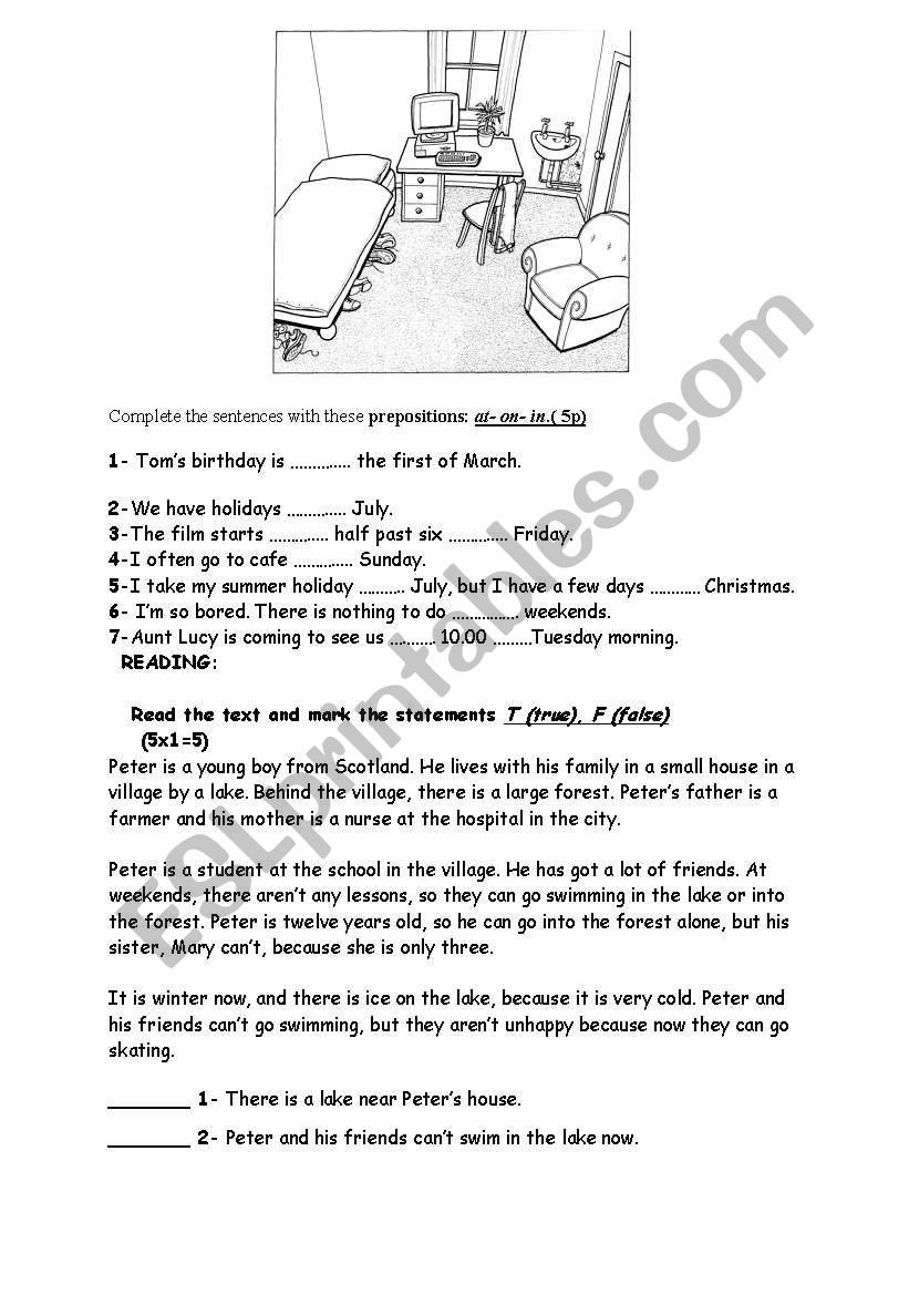 test or exam for pre intermediate