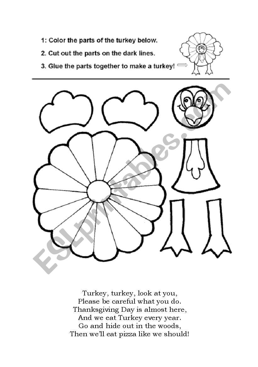 Turkey crafting worksheet