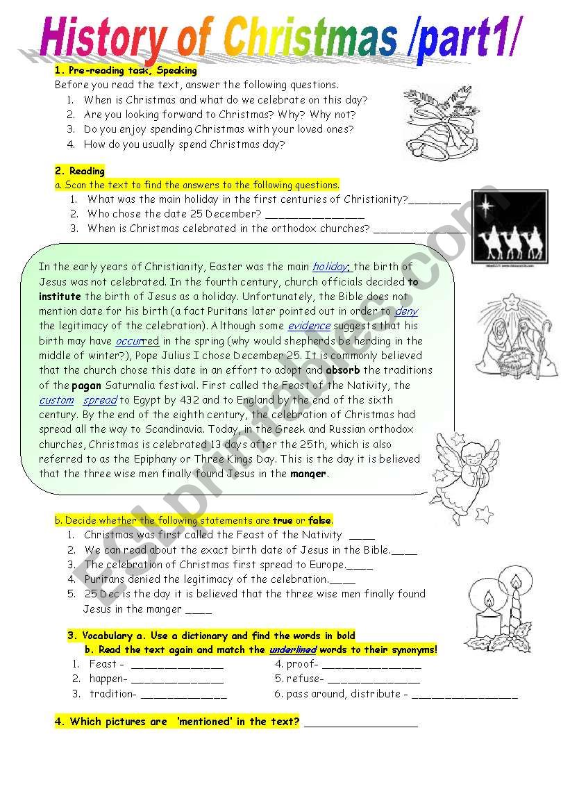 History of Christmas-Reading comprehension at intermediate level