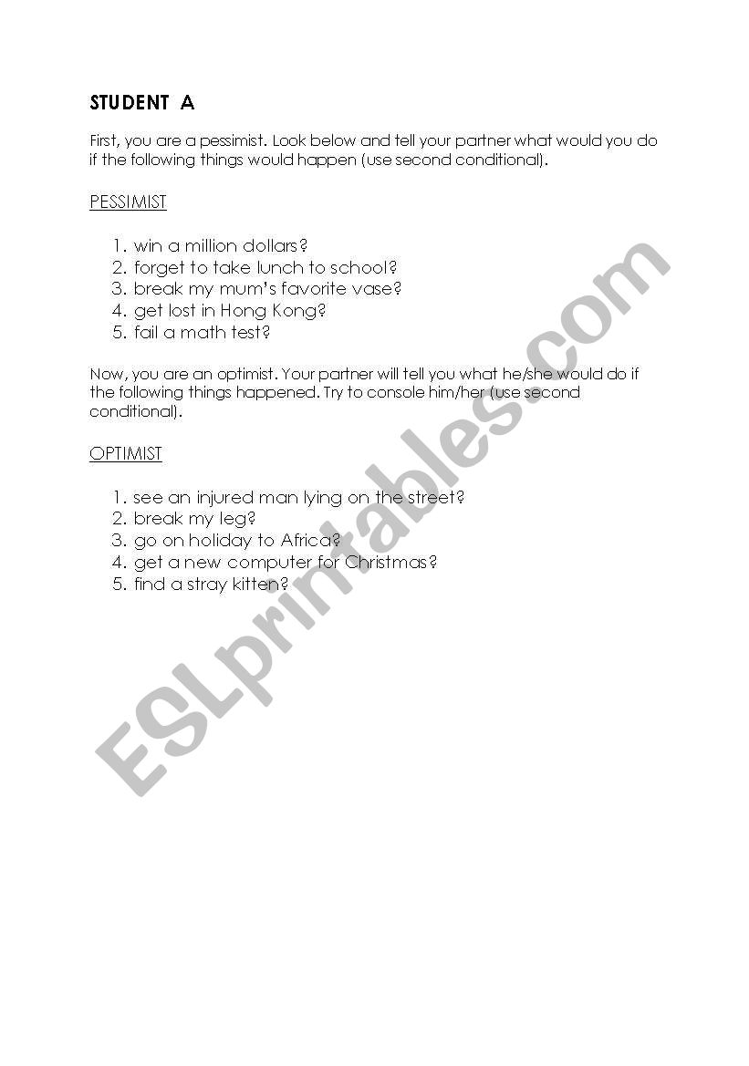 Second (optionally first) conditional - less controlled practice