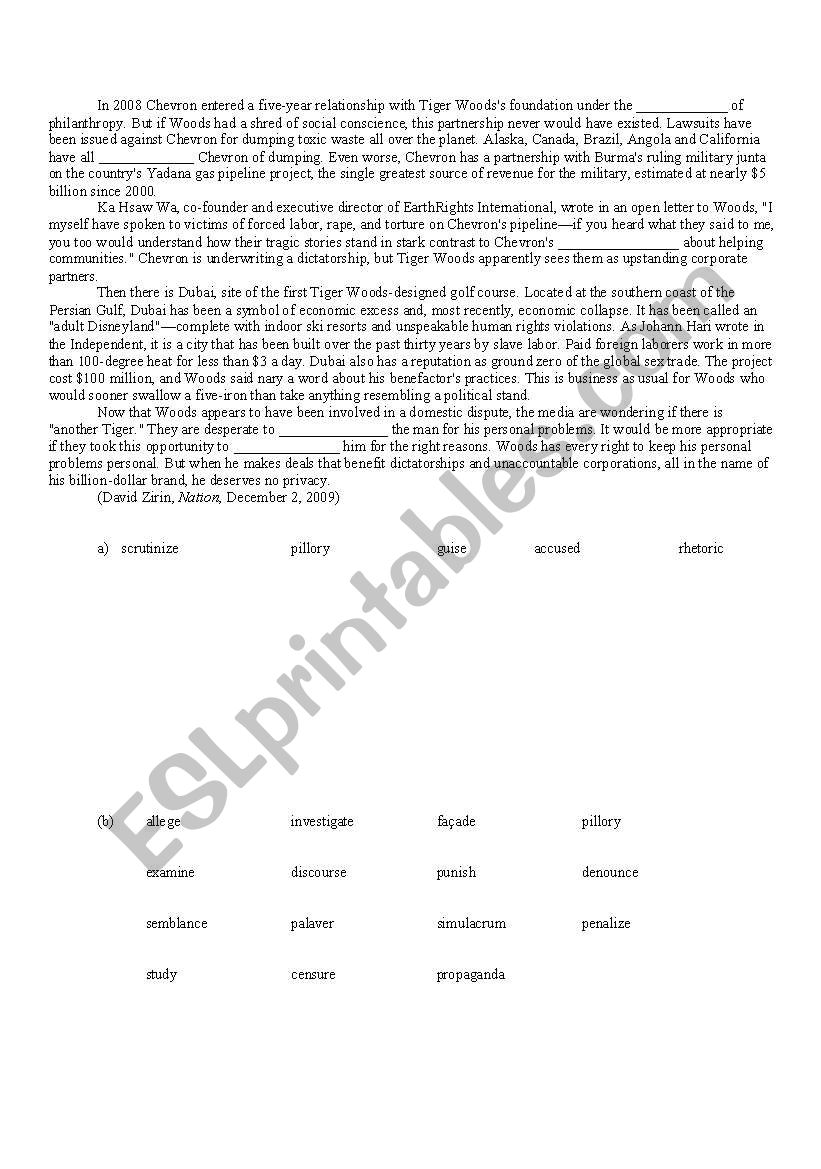 Vocabulary practice worksheet