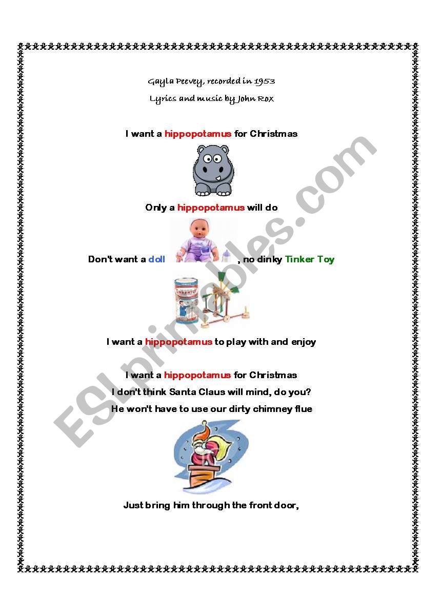 A Christmas Song/Poem worksheet