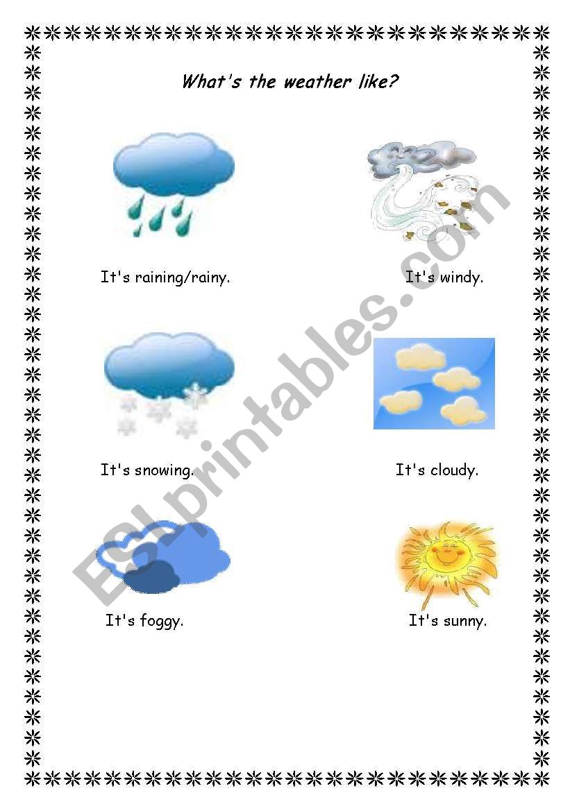 types of weather worksheet
