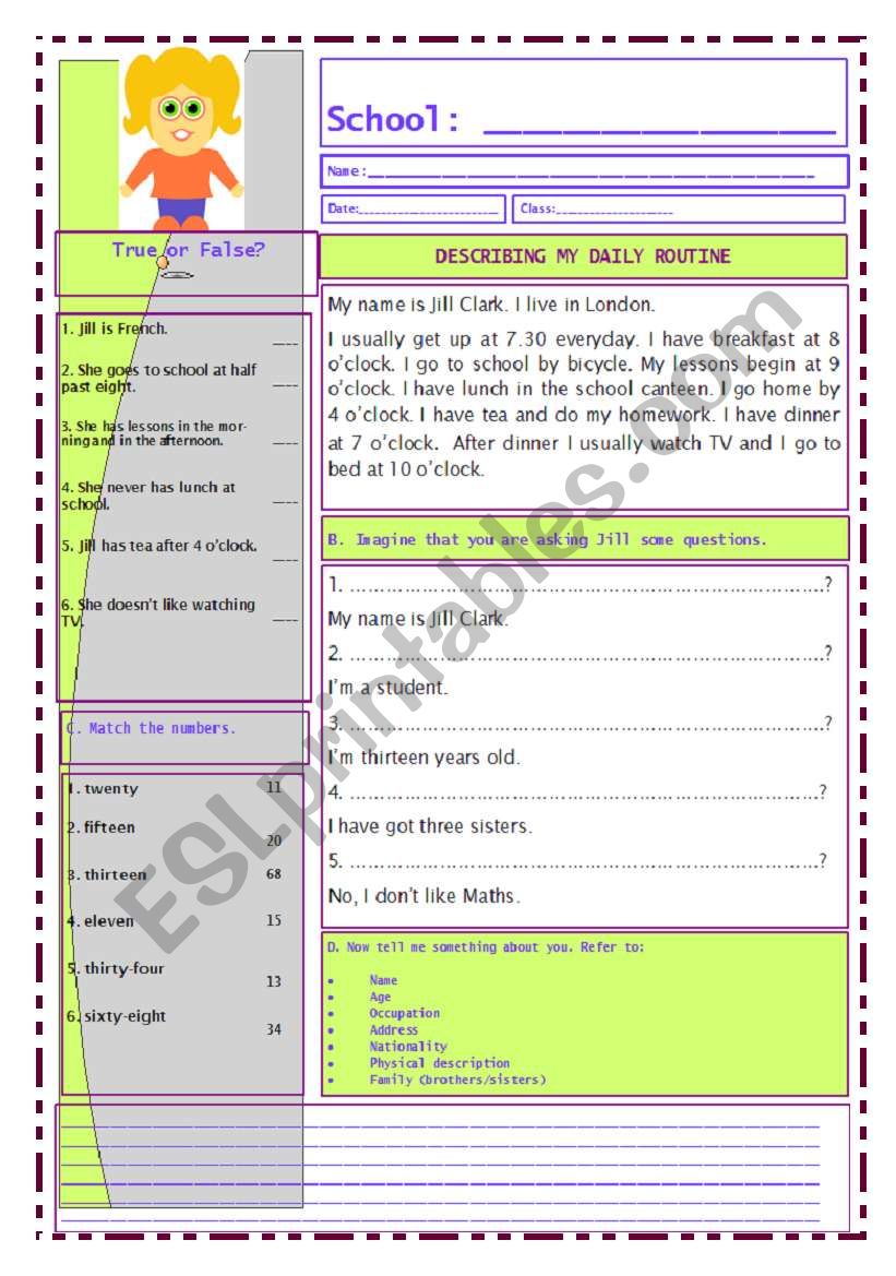 JillÂ´s routine (09.12.09) worksheet