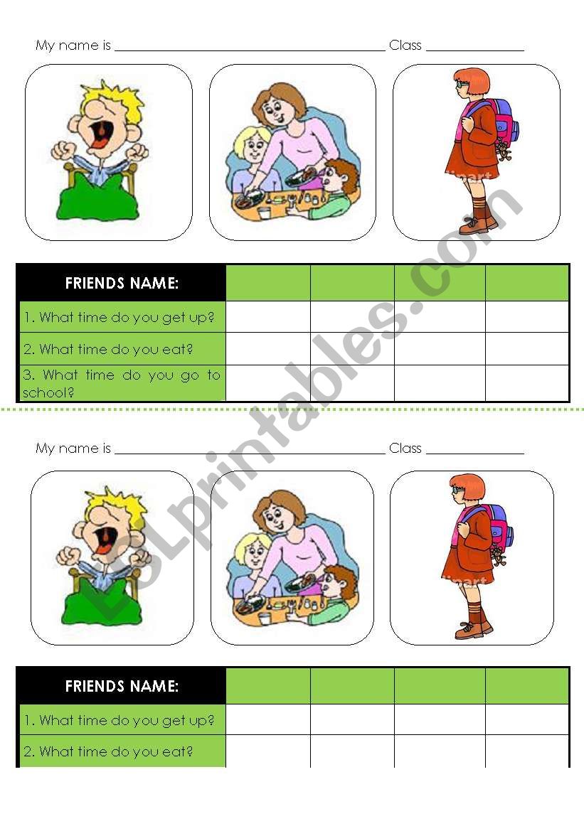 Time - ask your friends! worksheet
