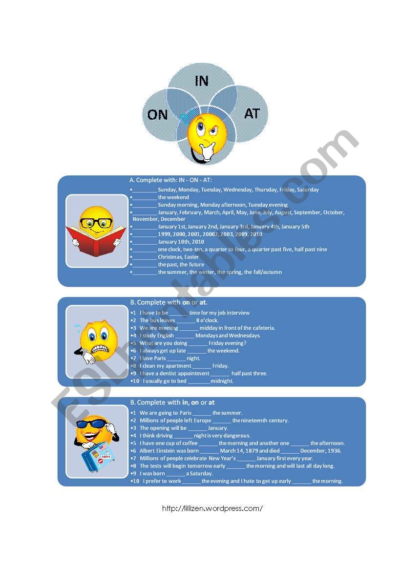 Prepositions IN ON AT - Time Expressions