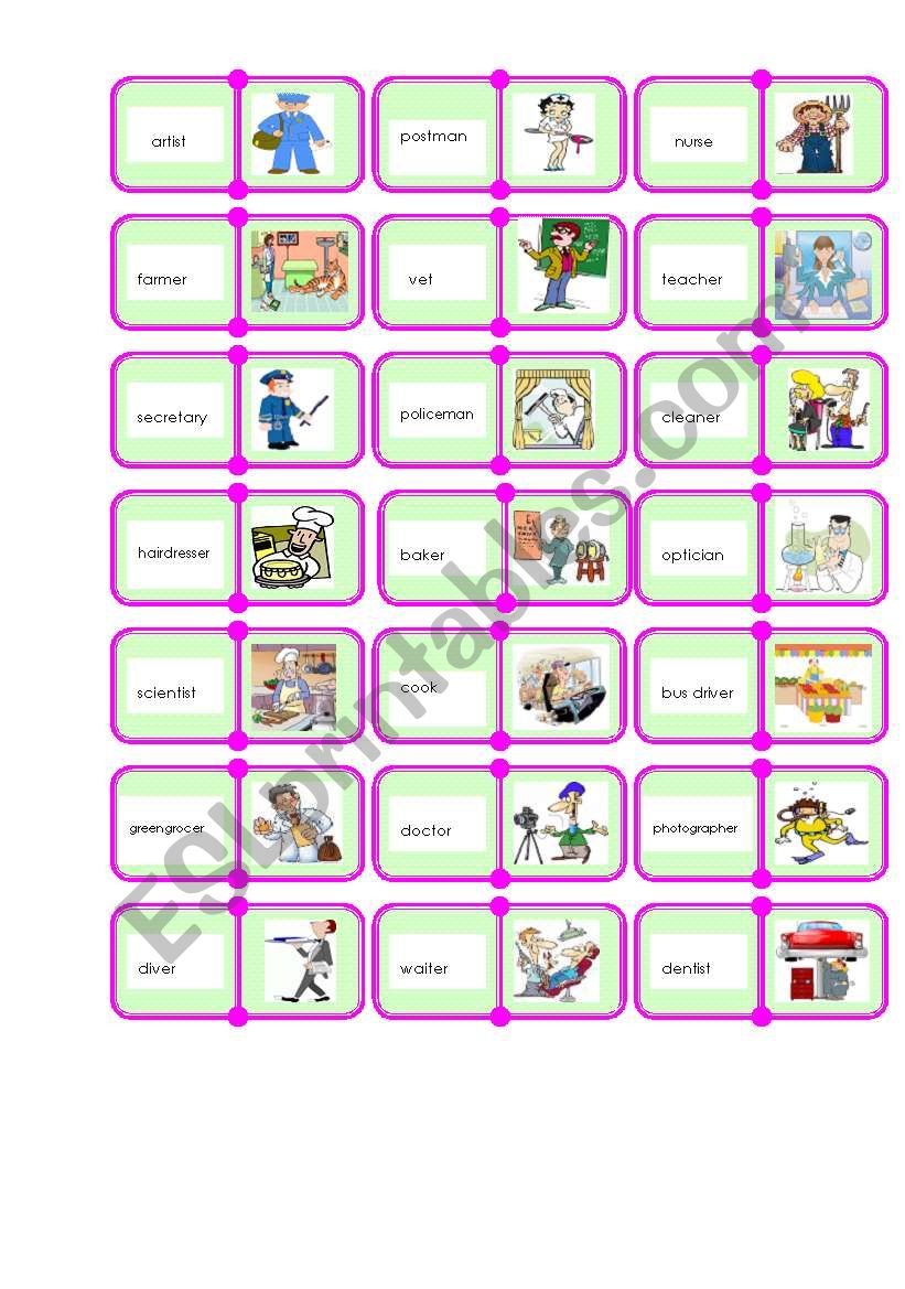 jobs domino 1/2 worksheet