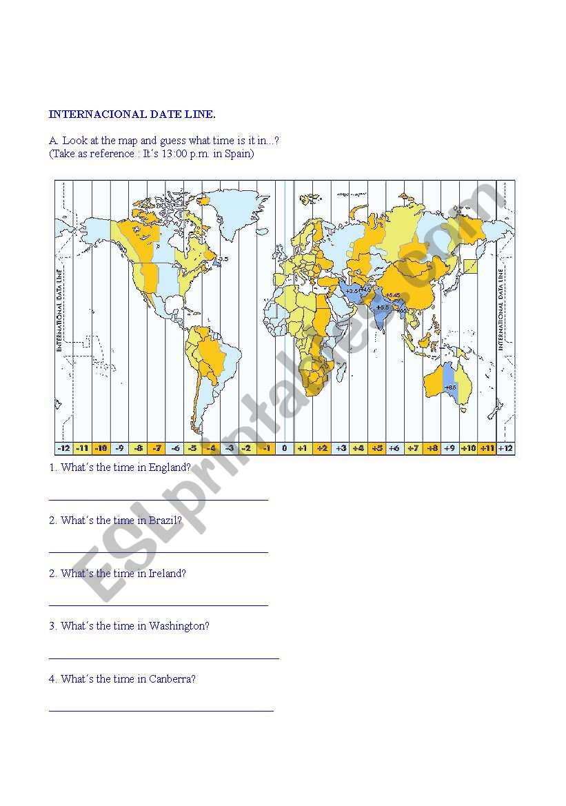 THE TIME IN THE WORLD worksheet