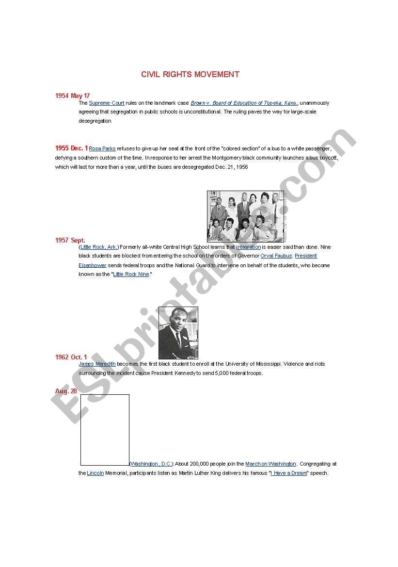 Civil Rights Movement worksheet