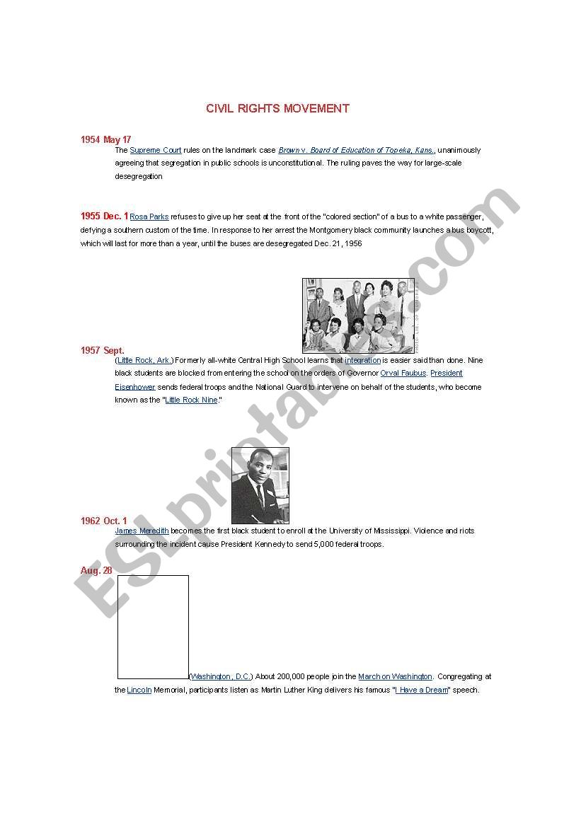 Civil Rights Movement worksheet