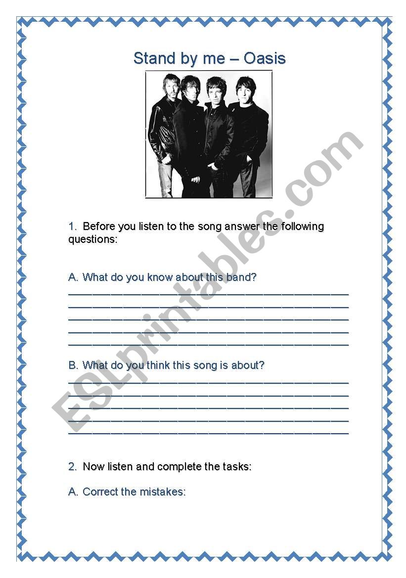 Stand by me - Oasis worksheet