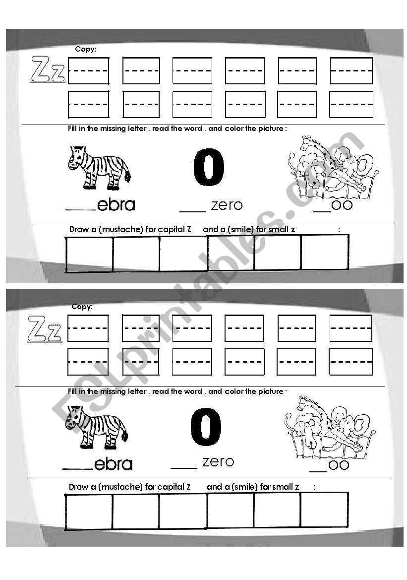 letter z worksheet worksheet