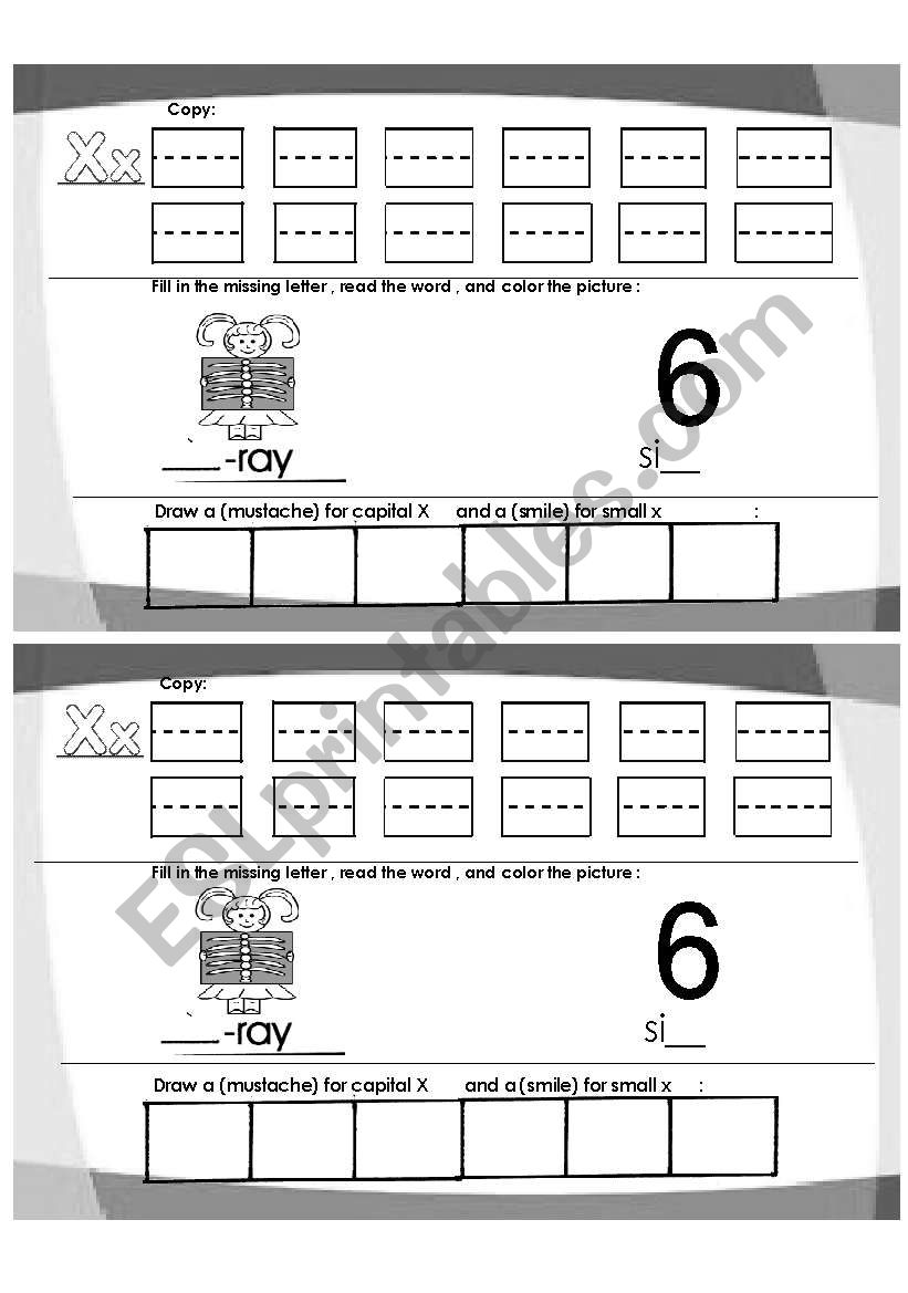 letter x worksheet worksheet