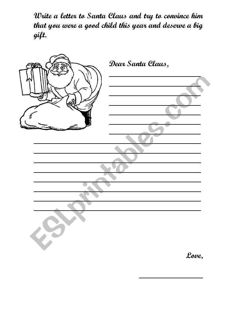 Letter to Santa Claus worksheet