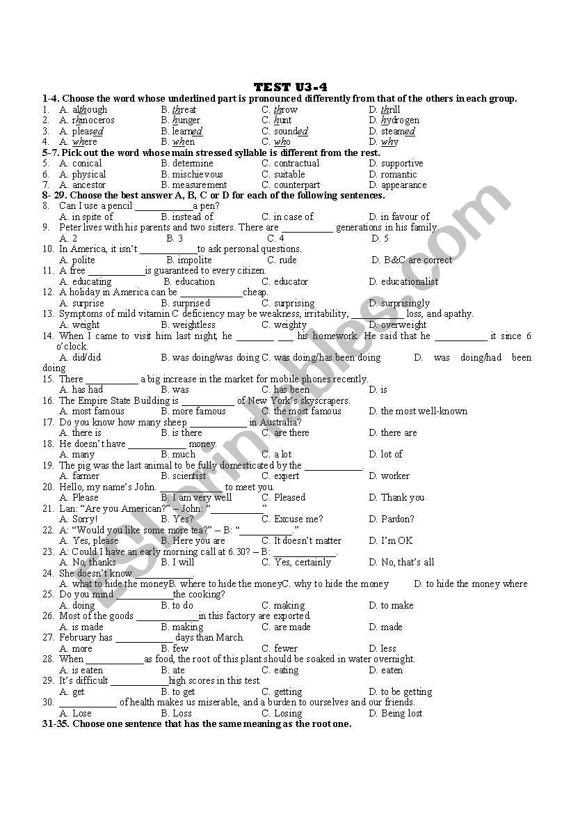 some tests worksheet