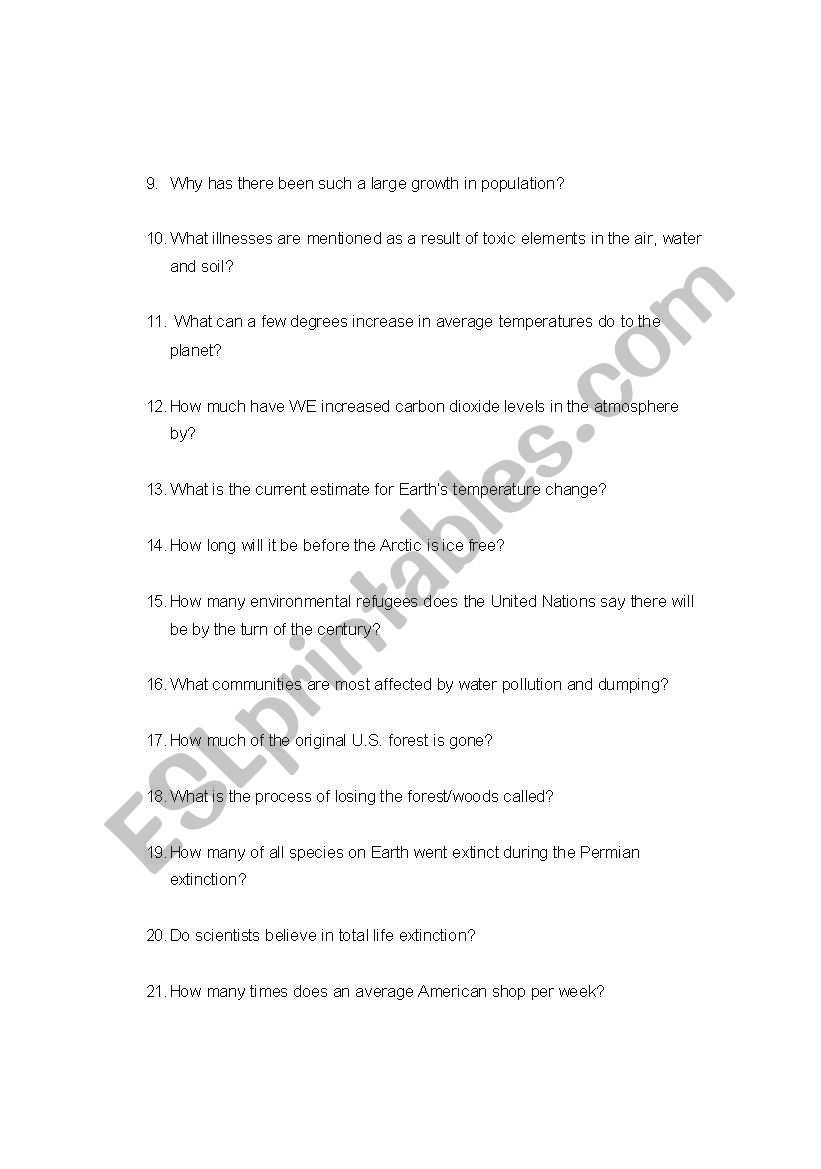The 11th hour worksheet answers