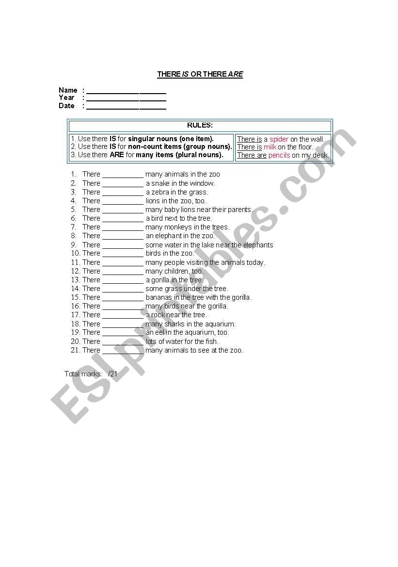 Articles worksheet