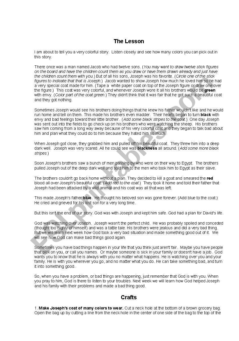 Joseph worksheet