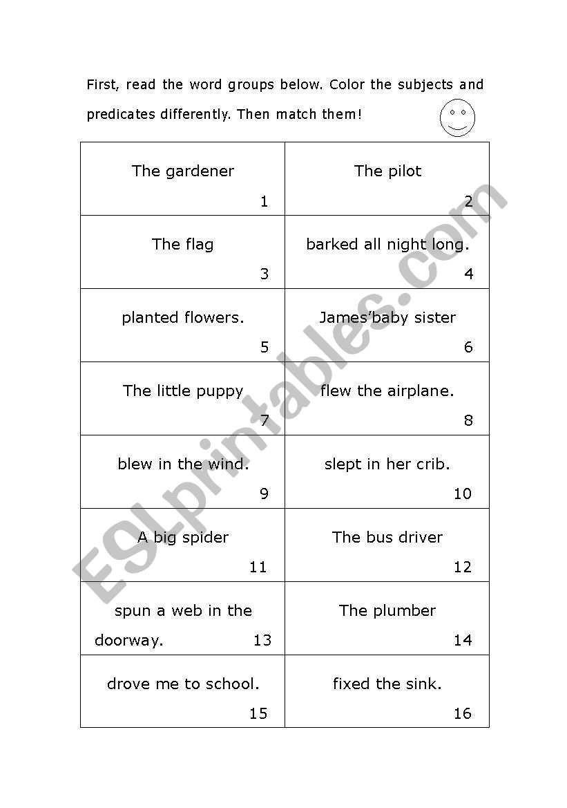 Subject&Predicate worksheet