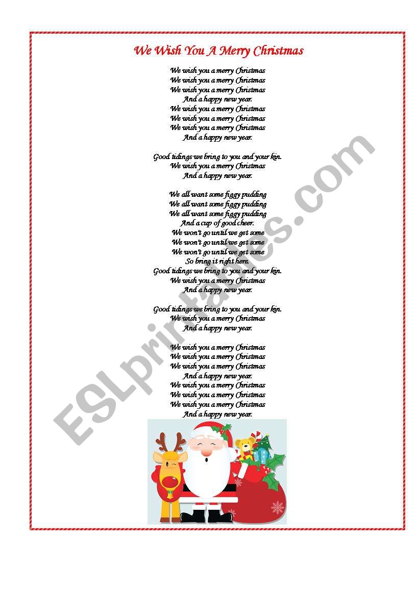 We Wish You A Merry Christmas worksheet