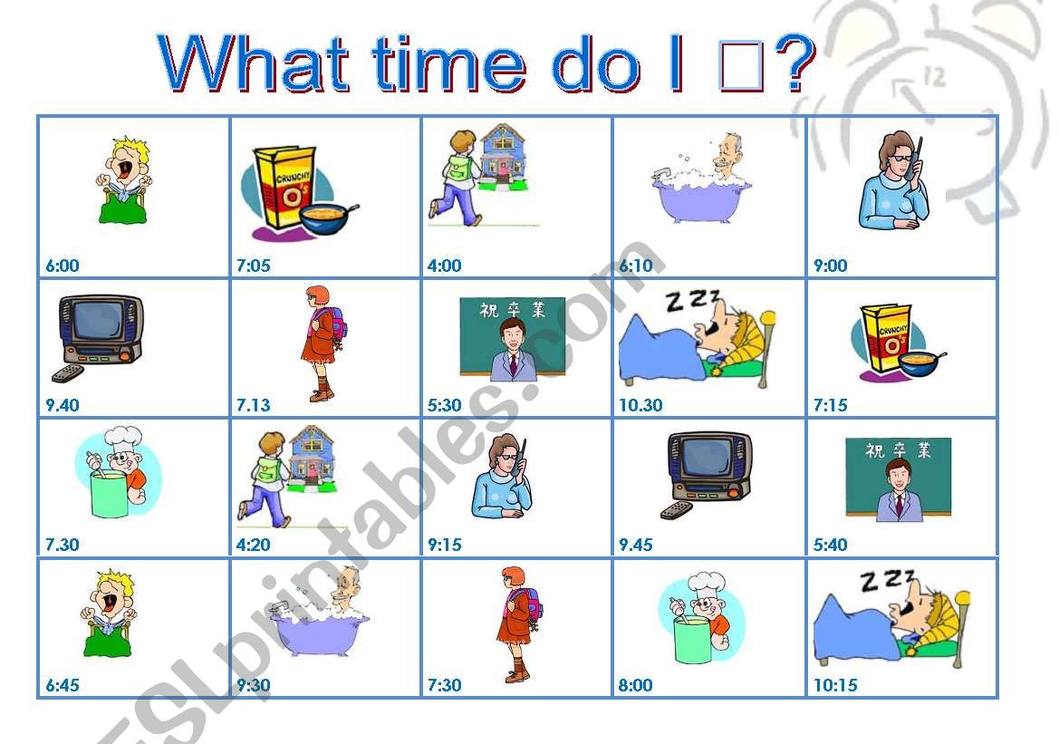 Time bingo! worksheet