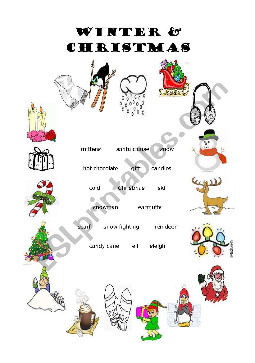 winter & christmas worksheet