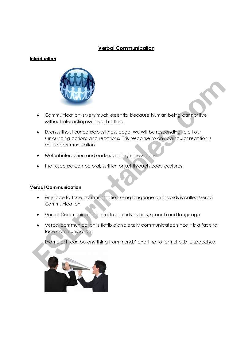 Verbal Communication worksheet