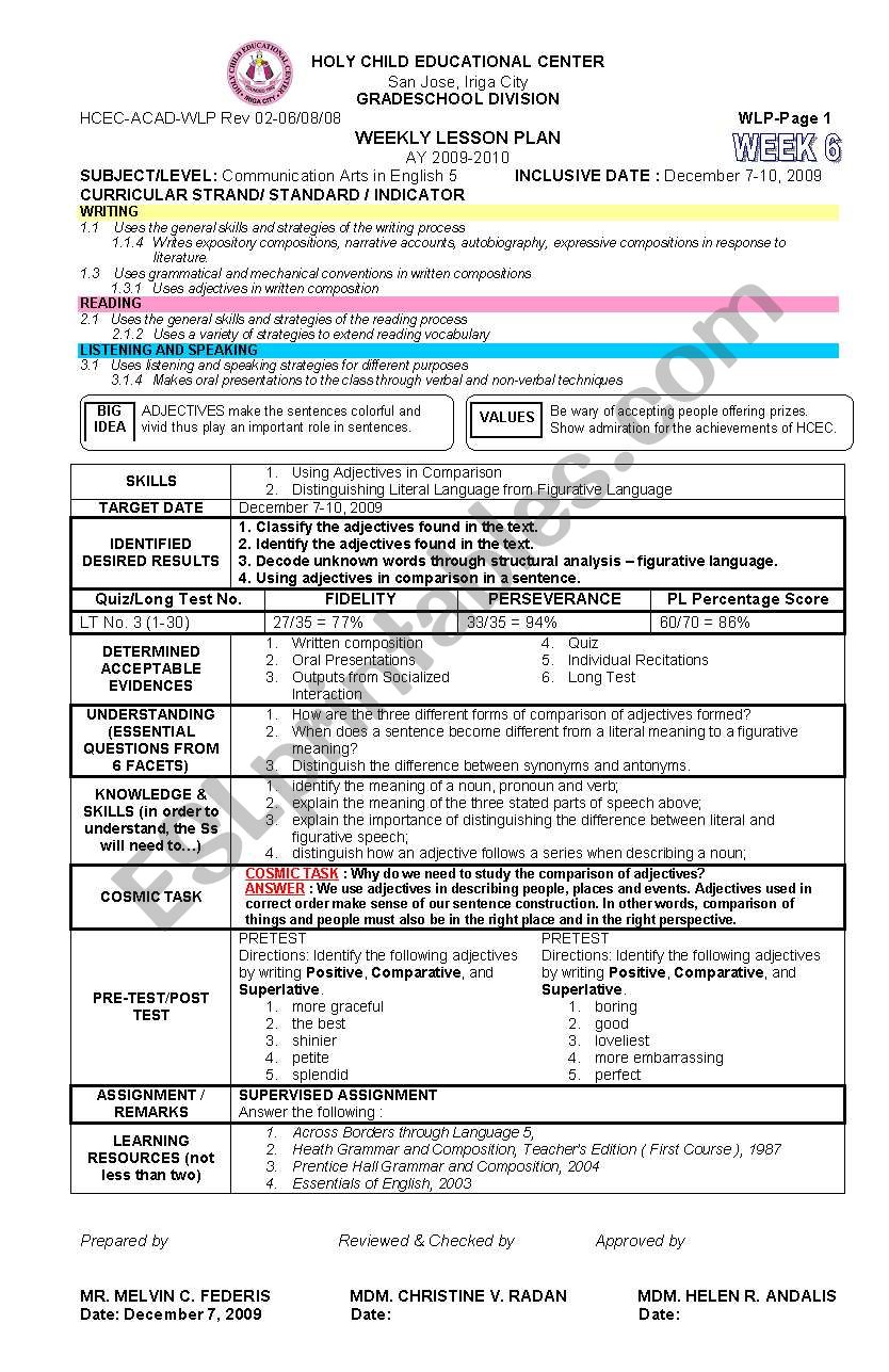 Lesson Plan  worksheet