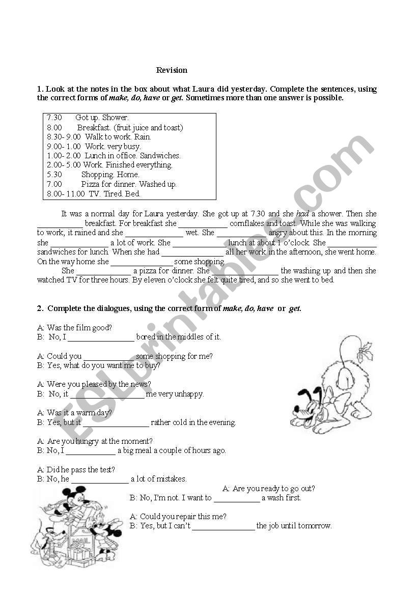 make or do worksheet