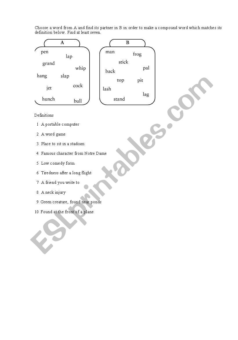 compound words worksheet