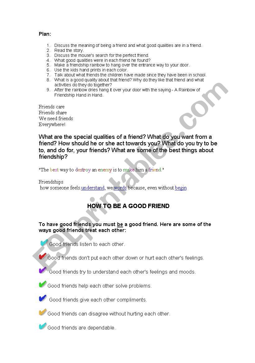 friends worksheet