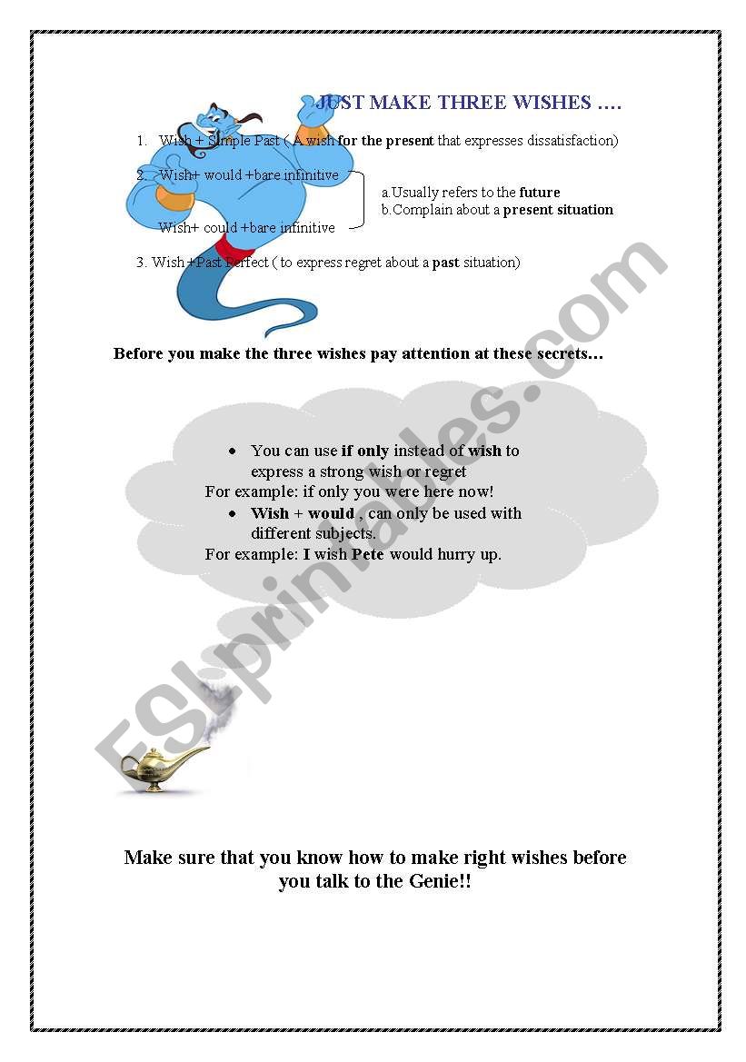 WISHES worksheet