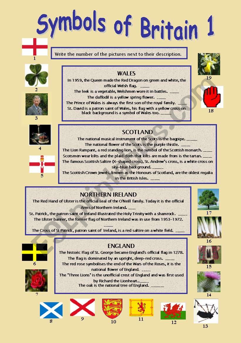 Symbols of Britain part1 worksheet