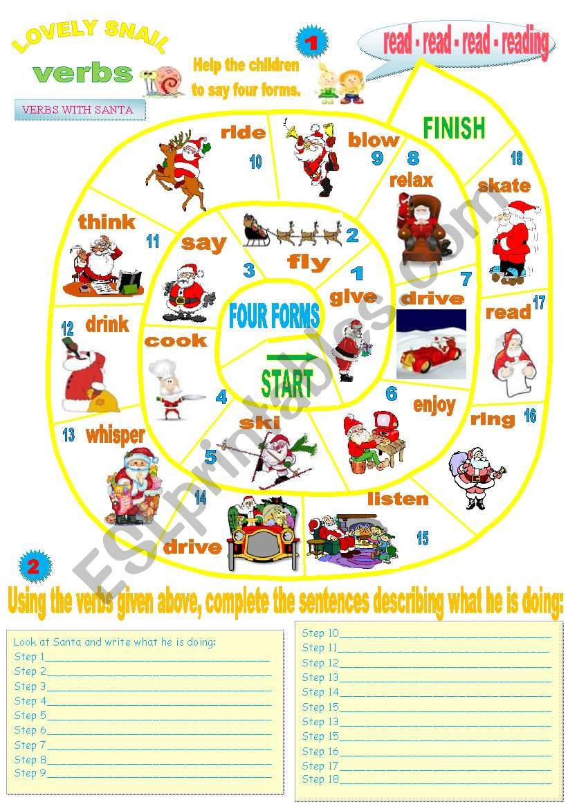 LOVELY SNAIL   VERBS: FOUR FORMS AND PRESENT CONT 5