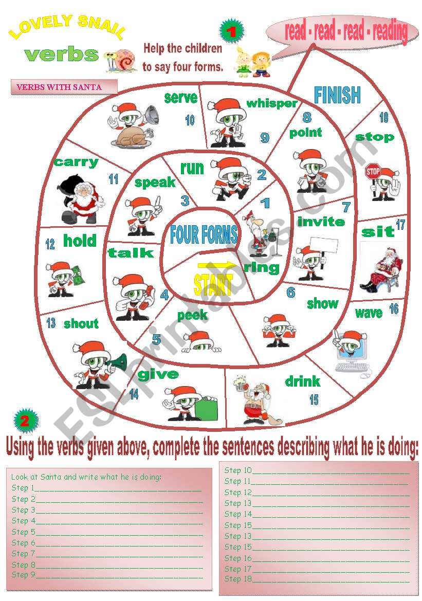 LOVELY SNAIL   VERBS: FOUR FORMS AND PRESENT CONT 6