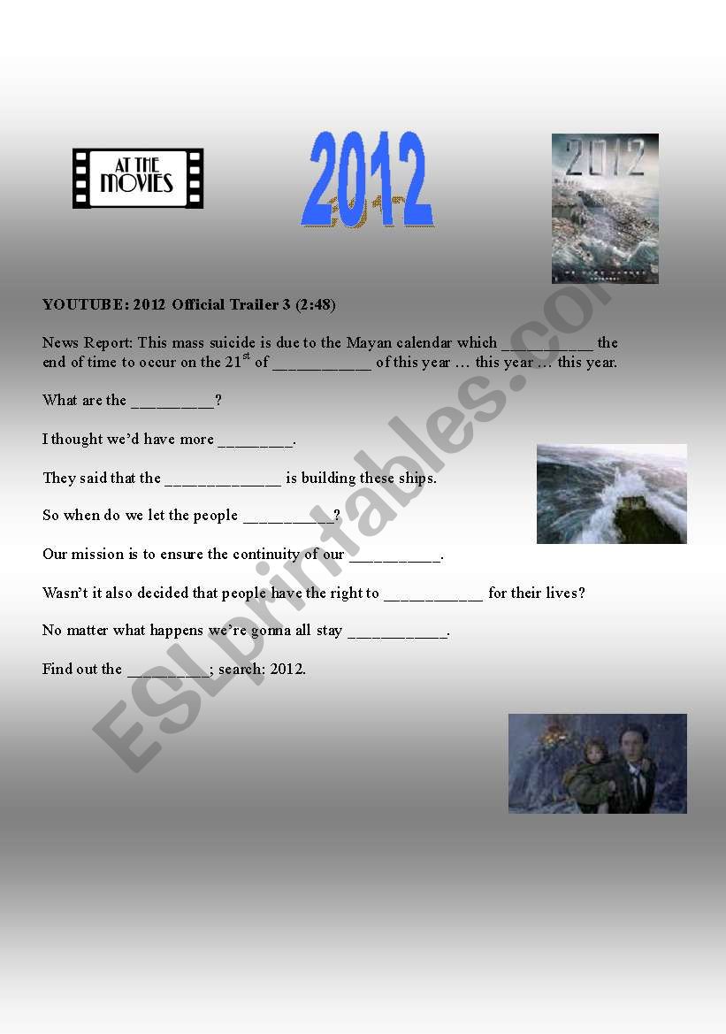 2012 movie trailer worksheet