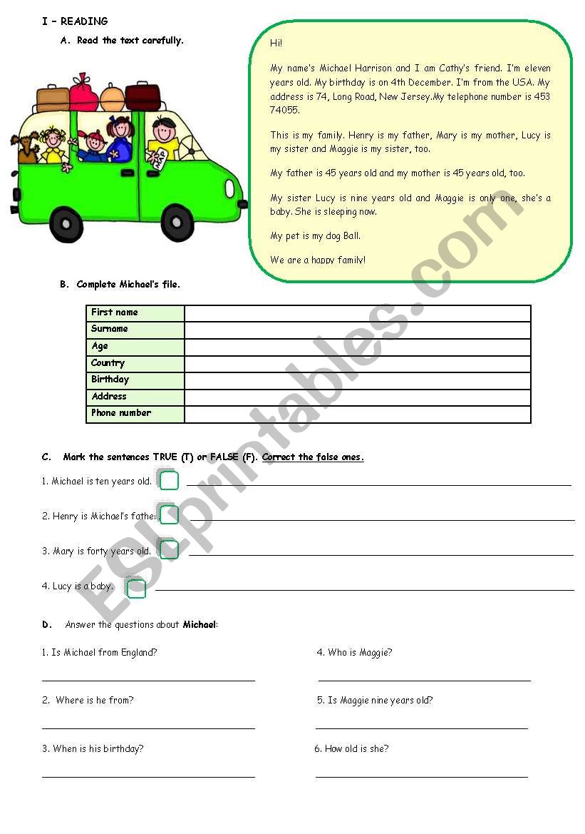 Personal identification worksheet