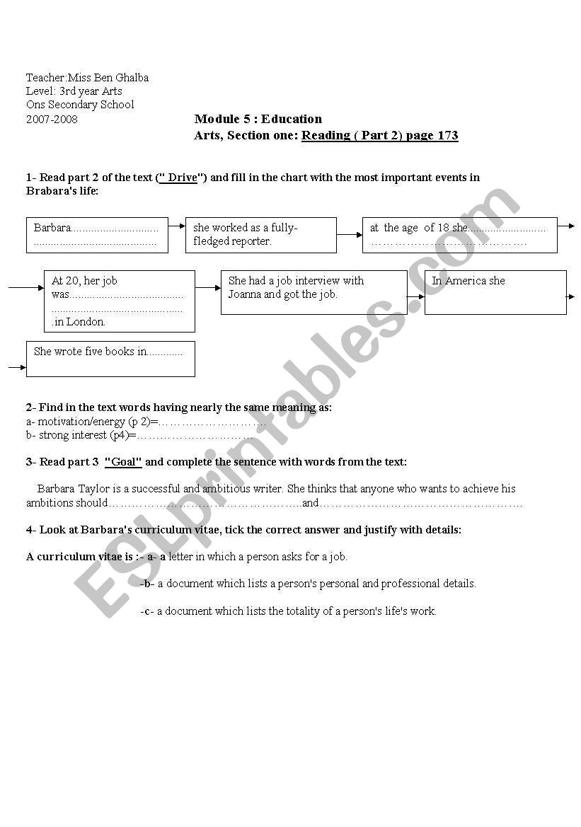 Module 5, Section 1 Reading worksheet