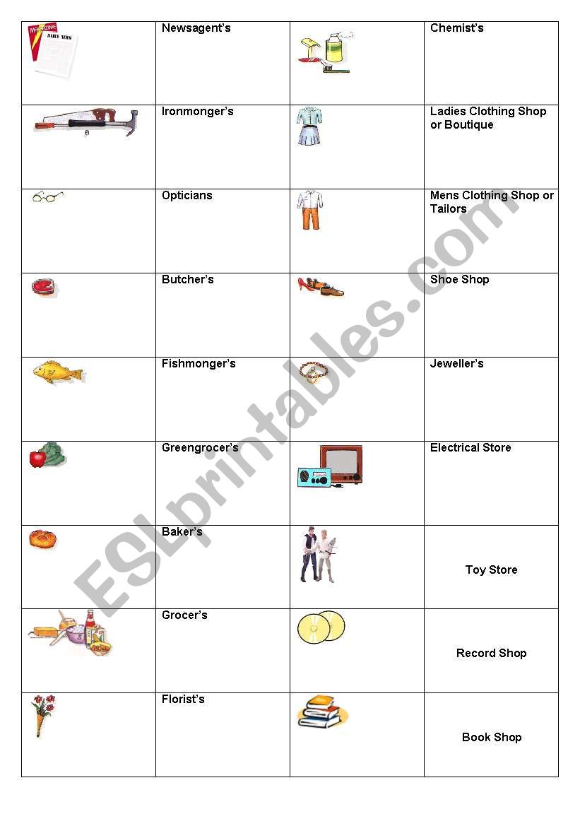 going shopping worksheet