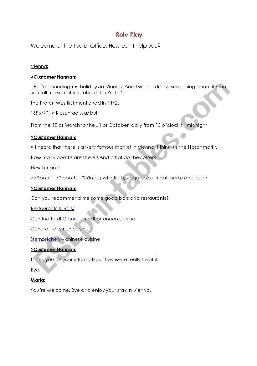 Tourist Information Austria Role play
