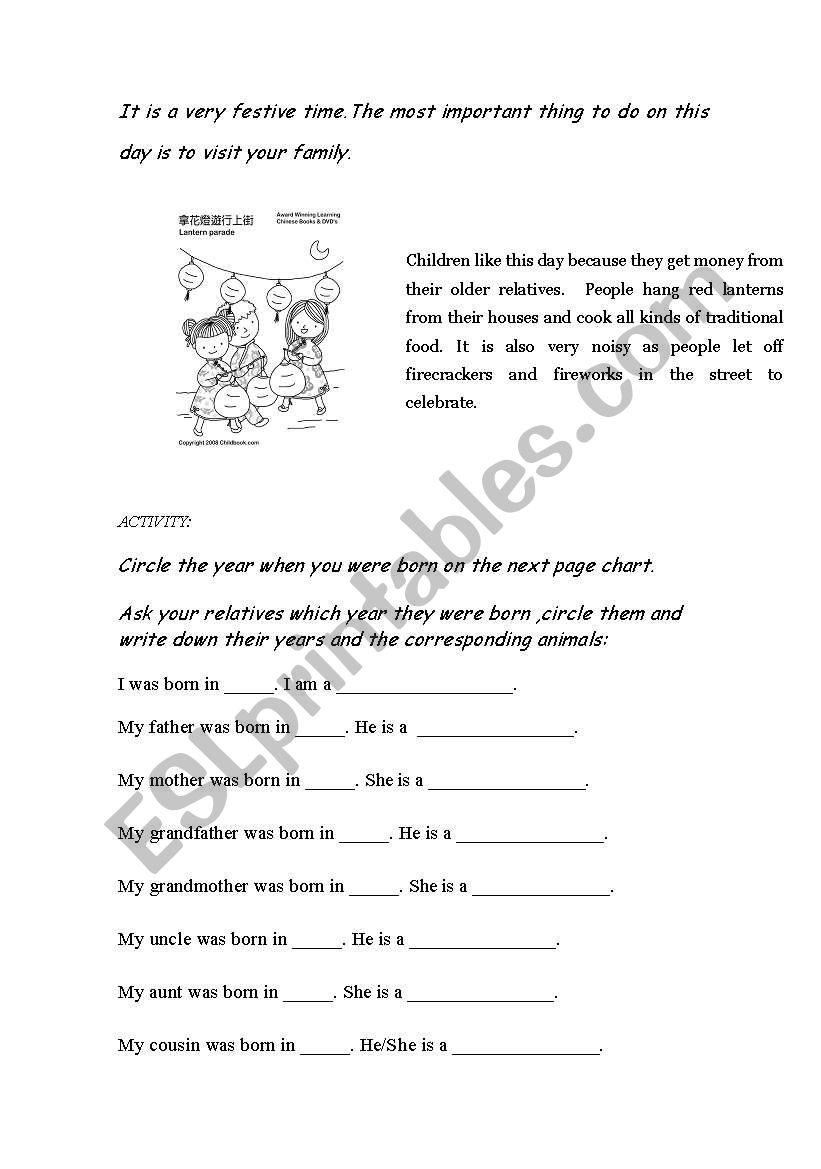 CHINESE NEW YEAR ( 2 / 2 ) worksheet