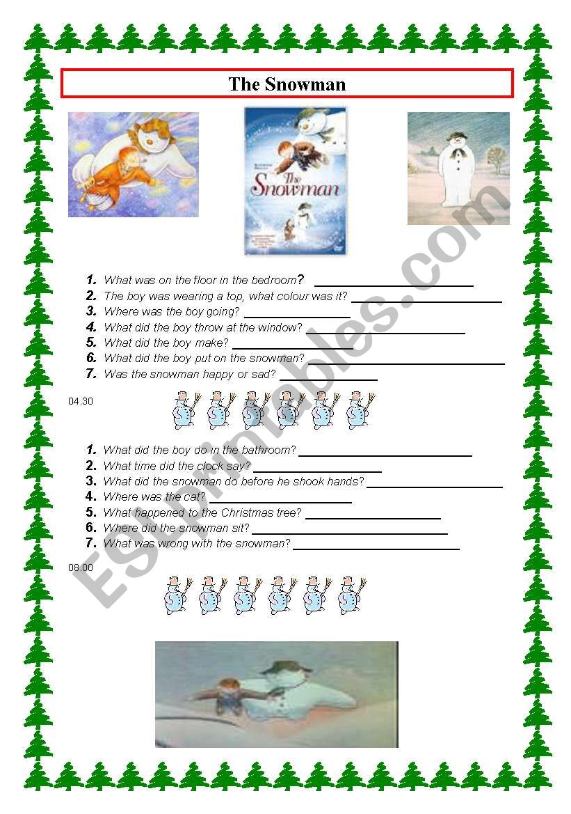 The Snowman worksheet