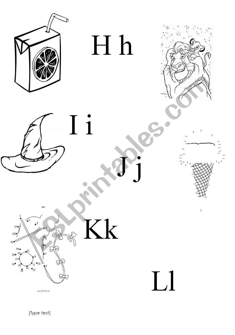 alphabet H to L worksheet