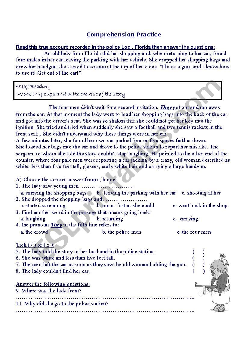 reading comprehension worksheet