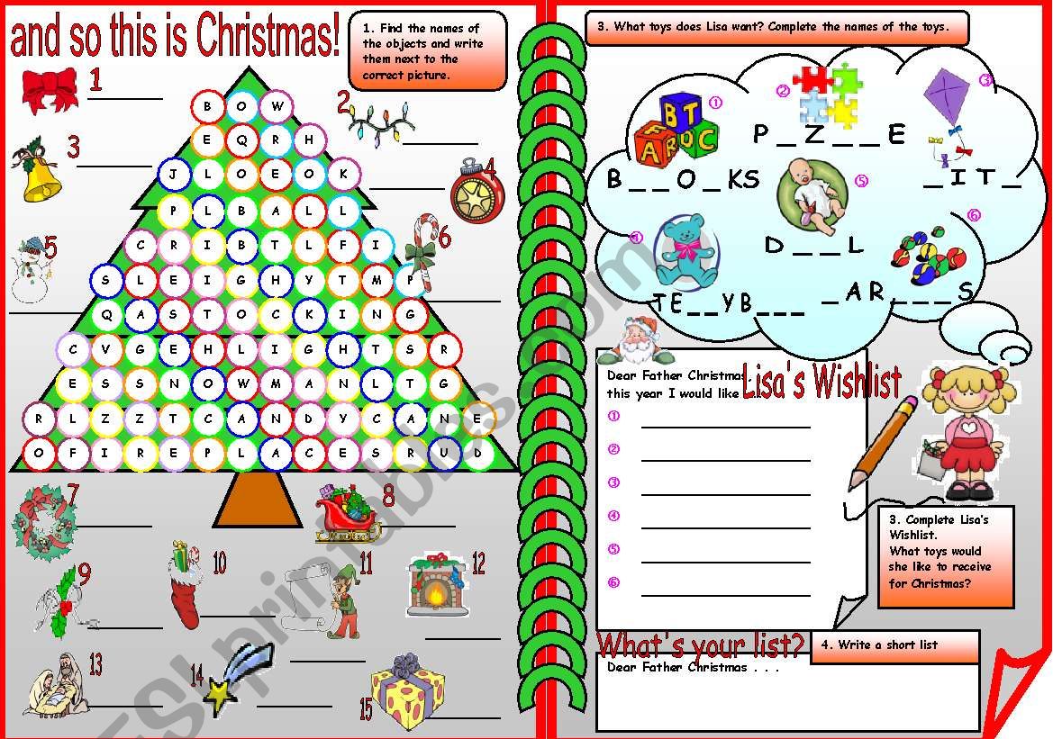 Christmas and toys worksheet